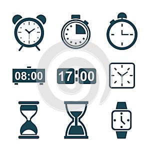 Set hourglass icons, sandglass timer, clock flat icon for apps and websites Ã¢â¬â vector photo